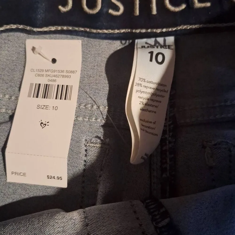Justice Girls Denim Pull-On Stretch Distressed Legging Size‎ 10 NEW